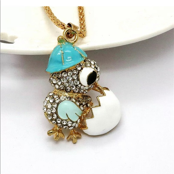 Jewelry - Crystal Baby Chick With Egg Necklace
